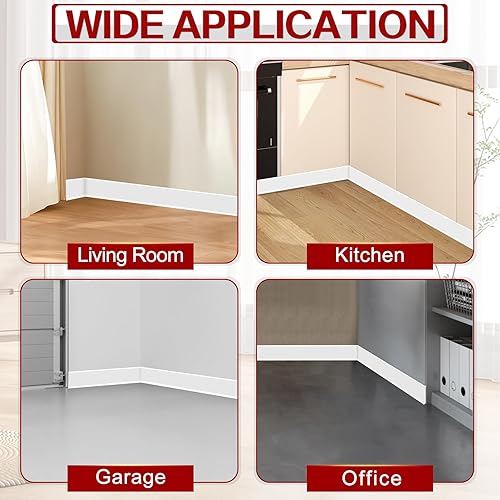 Miniatura 7 de ToLanbbt Base de pared para zócalo de 53 pies, base de vinilo flexible autoadhesiva, 4 pulgadas, despegar y pegar, evita el polvo, base de goma para