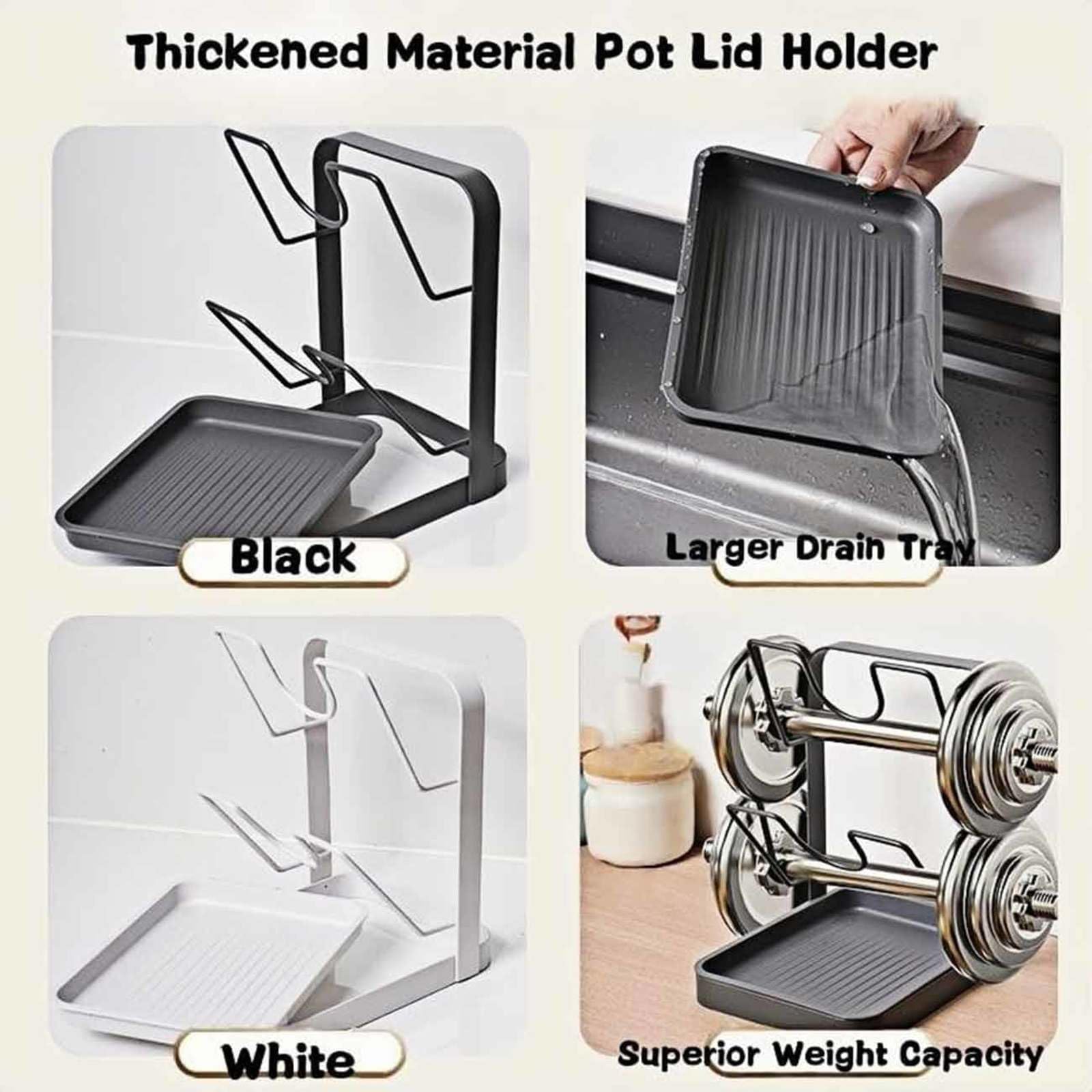 Topfdeckelhalter, 2-Lagig/3-Lagig Organizer Küche mit Tropfschale Backblech Halter für die Herdplatte,A-3-Lagig