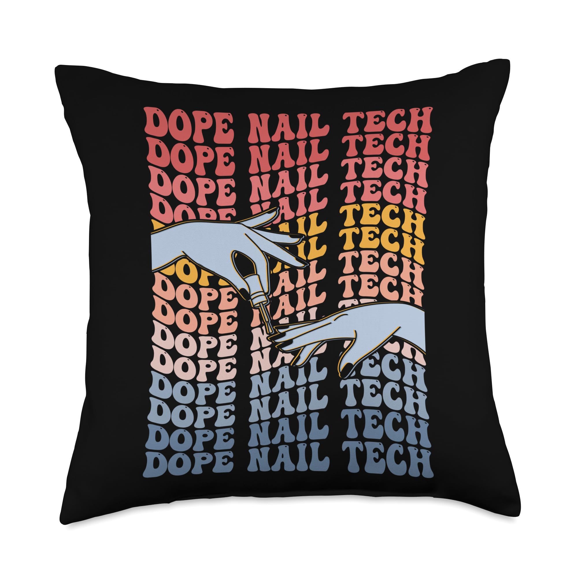 Dope Groovy Technichian Artist Nail Tech Throw Pillow, 18x18, Multicolor
