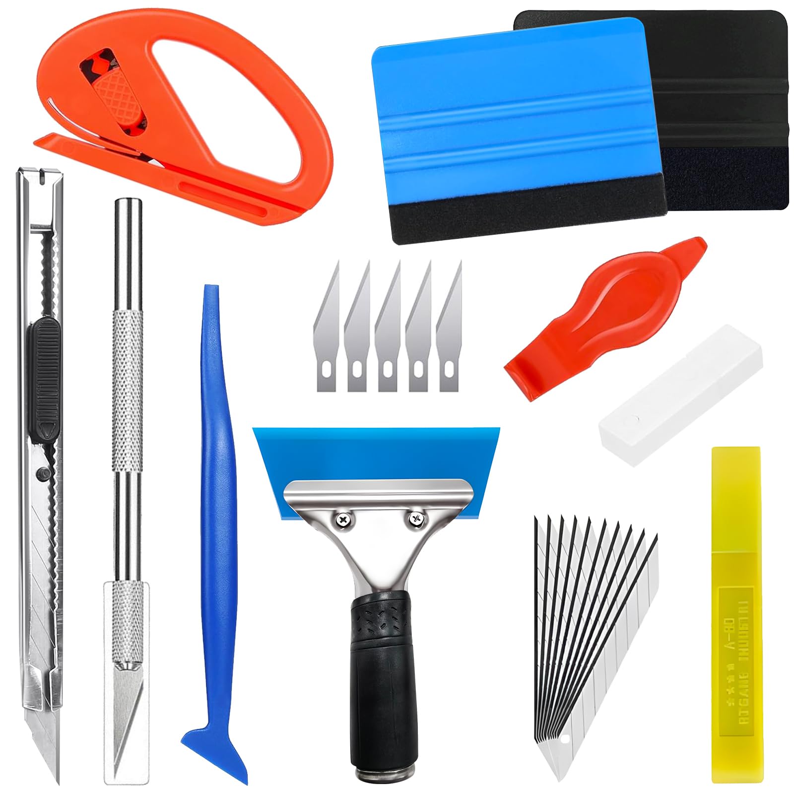 Set di 23 Pezzi Squeegee per Pellicola, CIYIN Set di Attrezzi per Vinile per Auto, Spatola per Cartas Parati, per Installazione Pellicole Auto, DIY, Incisione Artigianales