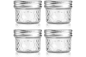 4 oz Glass Jar with Lid: 4-Pack Clear Glass Storage Canisters with Airtight Lids
