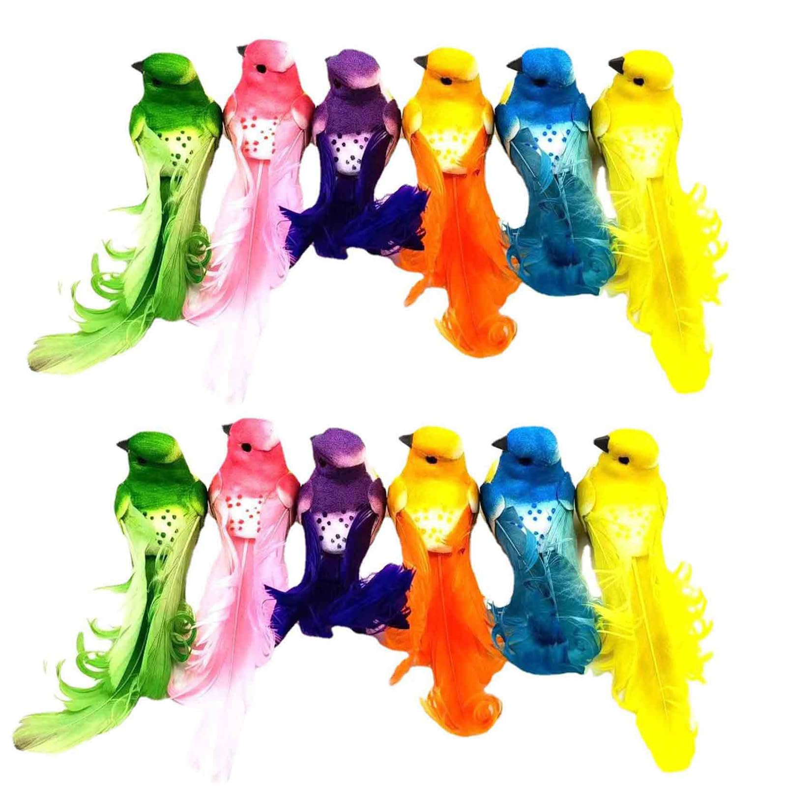 12 Pcs Small Colorful Artificial Birds Fake Realistics Sparrow Bird Ornaments Clip on Xmall Tree Birds for Crafts Decoration Wreaths Tree Floral Arrangements