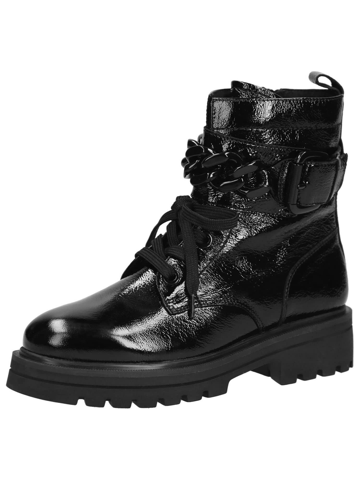 CAPRICE Women's Lace-Up Boots 9-25217-29, Black Naplak, 7 UK
