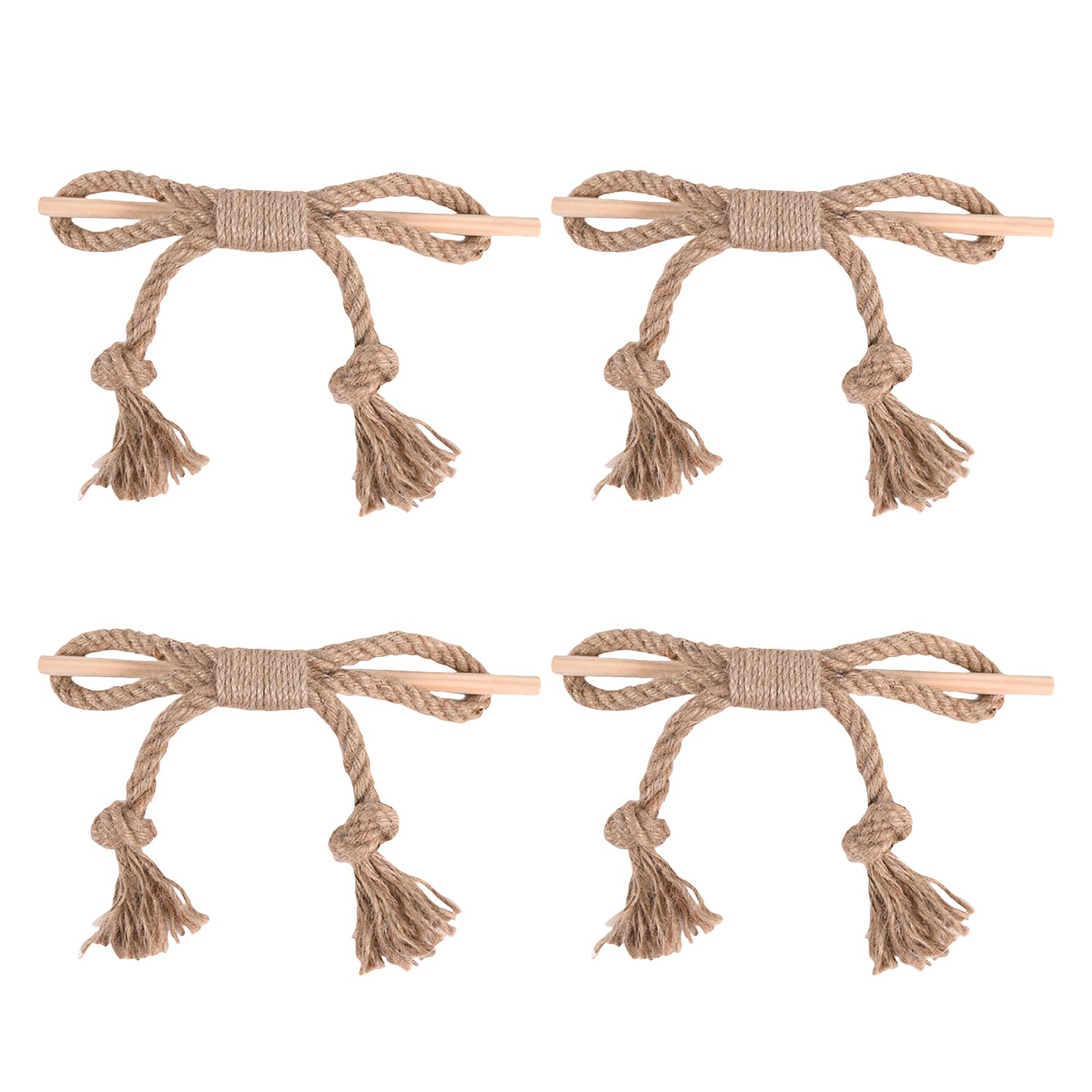 Yhplxyuus 4 Pack Cotton Linen Rope Curtain Tiebacks Rustics Drape Tie Backs Farmhouses Handwoven Drapery Holdbacks with Wood Club Curtain Fasteners