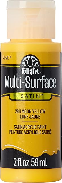 Folk Art Multi-Surface Satin Acrylic Paint, Moon Yellow, Small