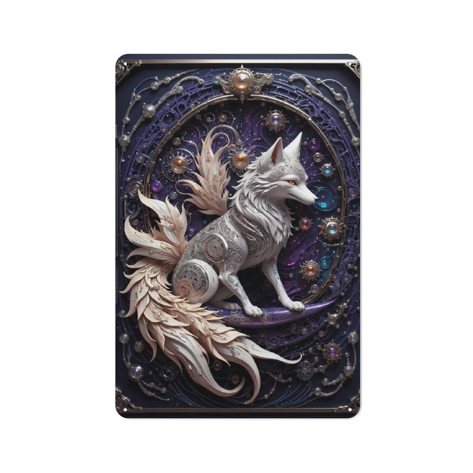 Junmoney Guardian Steampunk Fox For Garden Room Or Summerhouse, Vintage Tin Sign 30X20cm, For Display In Garden Rooms And Summerhouses
