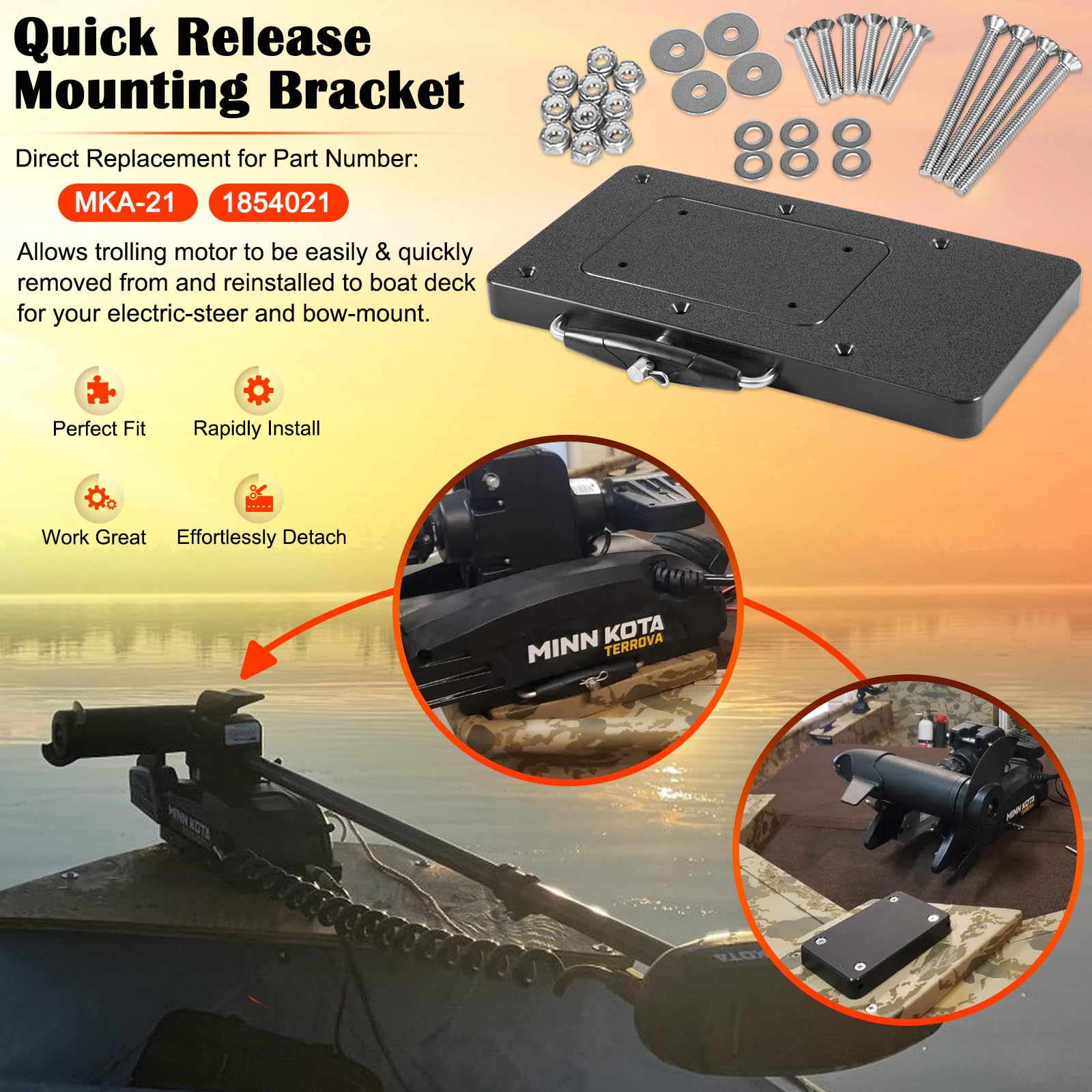 1854021 MKA-21 Kit staffa a sgancio rapido composito compatibile con Ulterra/Terrova/PowerDrive/PowerDrive V2/PowerDrive Pontoon/Deckhand 40, non utilizzare per motori con lunghezza albero da 182,9 cm