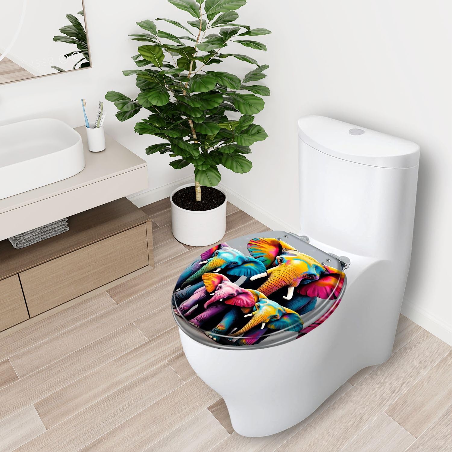 Asiento de inodoro redondo de cierre suave para baño