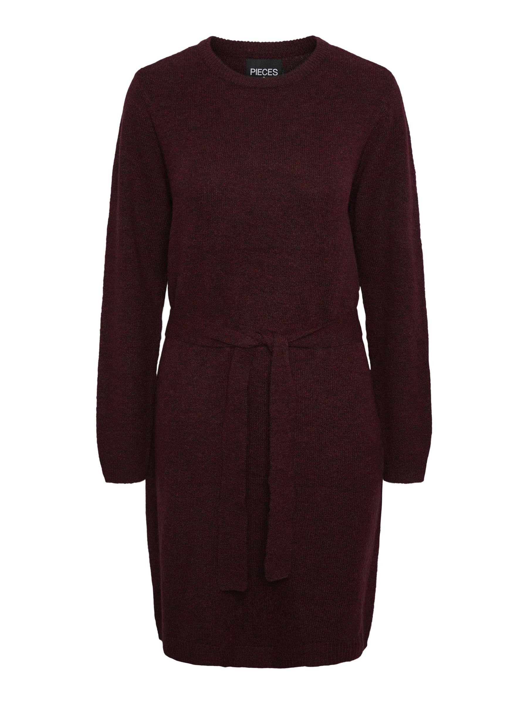 Pieces A/S Women's Pcjuliana Ls O-Neck Knit Dress Noos Bc, Tawny Port, S