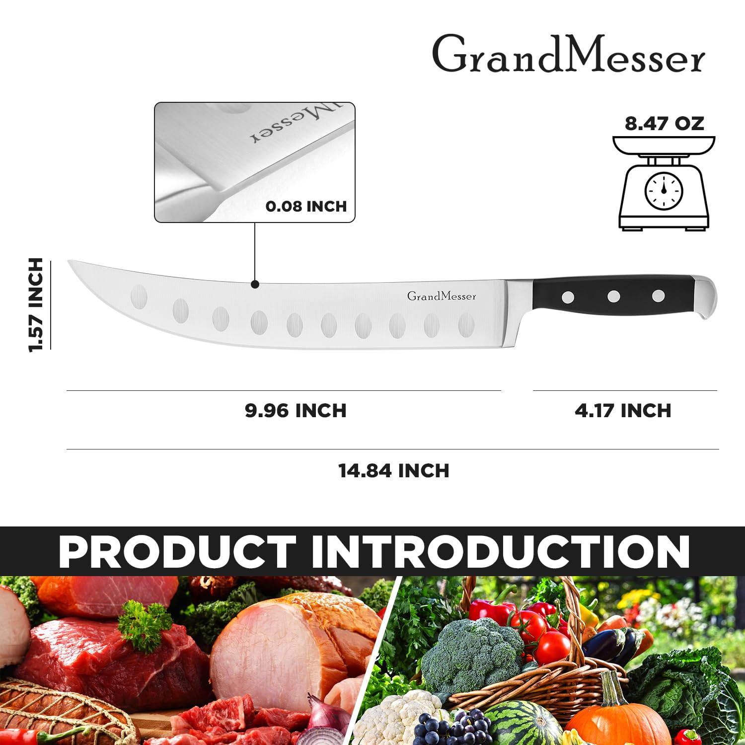 Butcher Knife - 10" Cimeter Knife for Meat -3