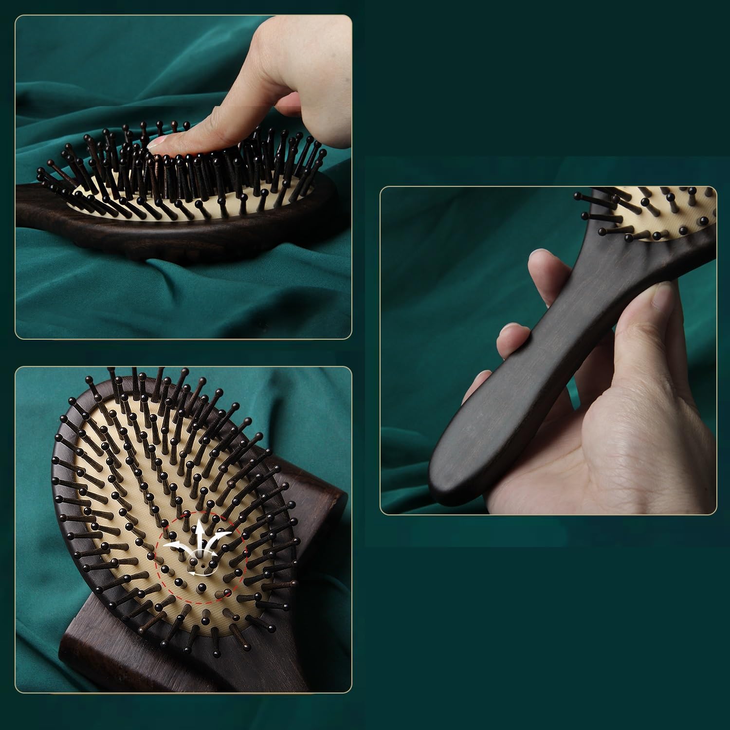 Spazzola per Capelli, Pettine da Massaggio in Legno di peonia Fenice Squisito, Spazzola per Capelli districante antistatica con Cuscino d'Aria