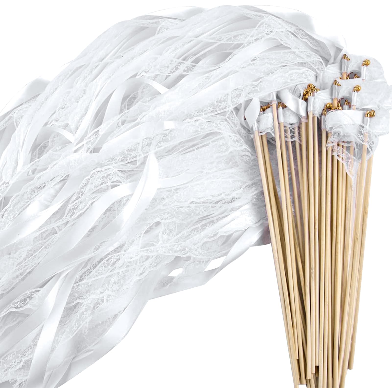 100 unidades de paredes de boda con campana, varitas mágicas para bodas, serpentinas con palitos de madera, se utilizan para bodas, cumpleaños, fiestas, celebraciones de vacaciones