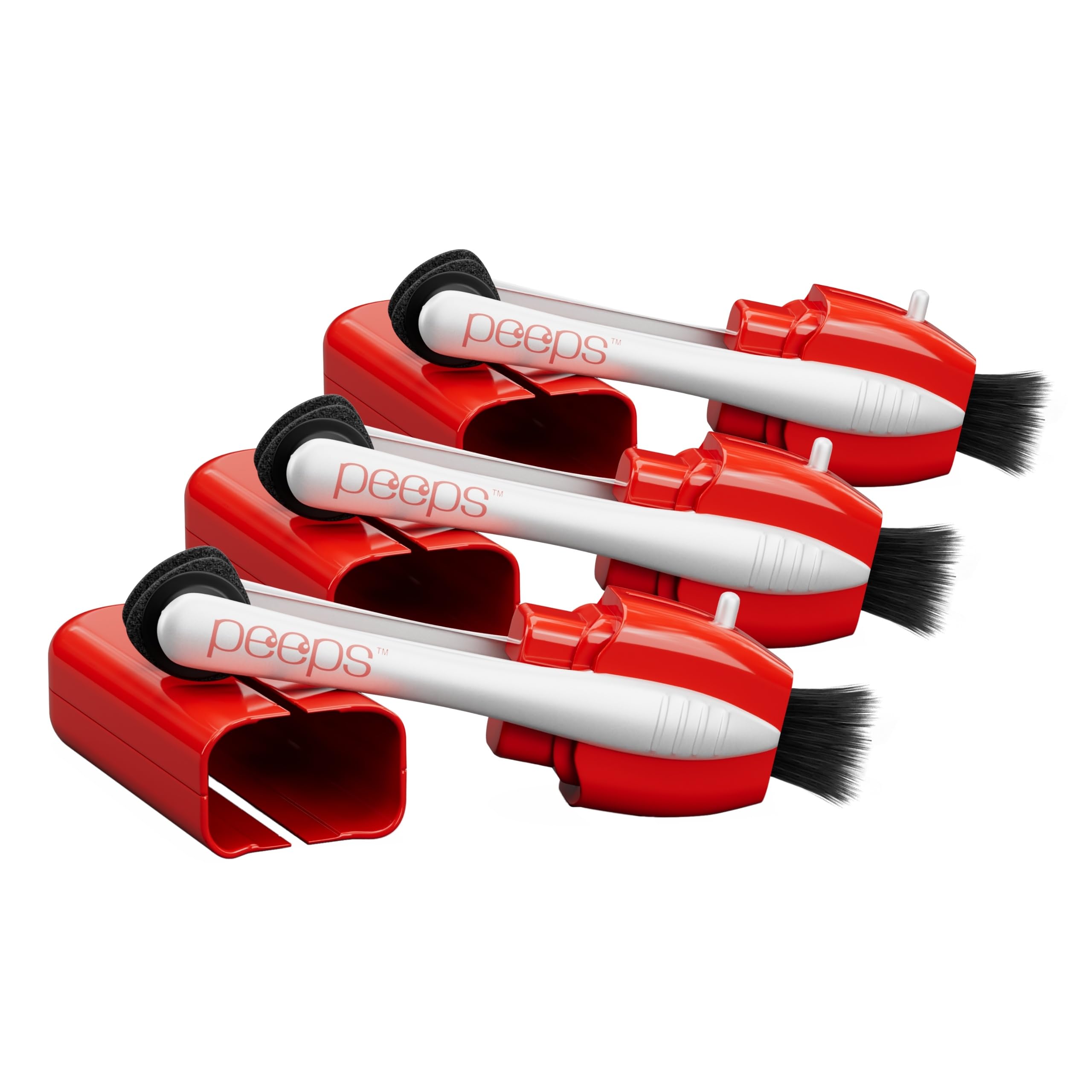 Peeps Lens Cleaner, Glasses Cleaning Tool, Injected Red, 3 Count