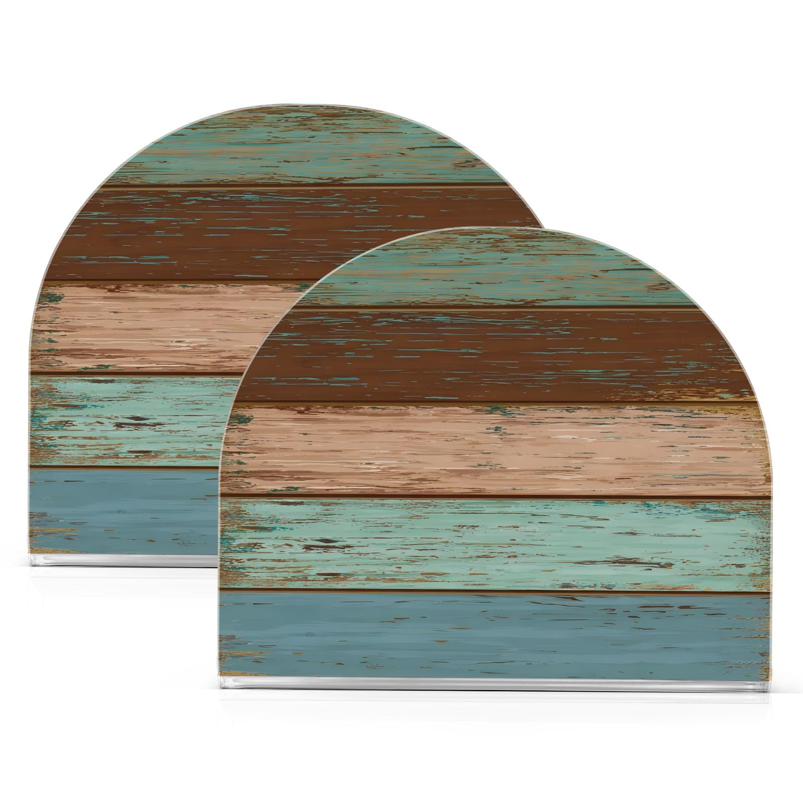 Servilletero de acrílico con textura de madera rústica, verde azulado, marrón, para mesa de cóctel, dispensador de servilletas de papel, para el hogar, cocina, restaurante, bar, 1 unidad