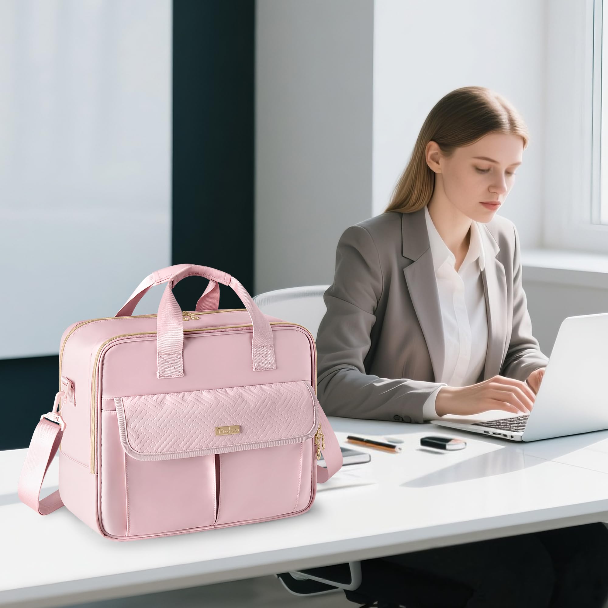 Borsa per Insegnanti con Organizer a Fisarmonica, Valigetta per Laptop da Donna, Ideale per Insegnanti, Tutor, Infermiere, Donne d'affari e Professionisti