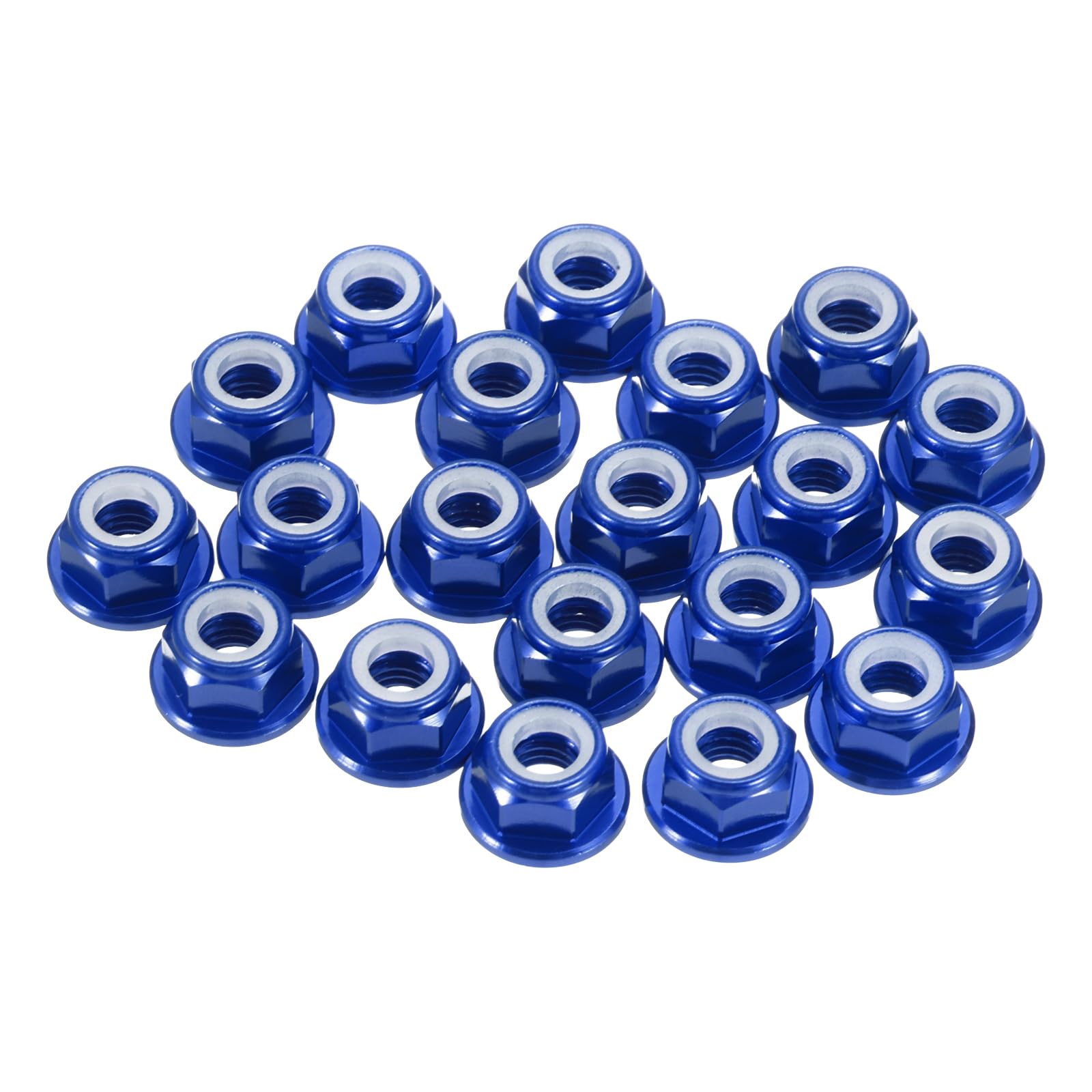 sourcing map 20 Pcs M3 Pitch 0.5mm Aluminum Alloy Lock Nuts Flanged Hex Nuts Nylon Locking Serrated for RC Drone Quadcopter Motor Prop Adapter FPV Parts Fasteners, Dark Blue