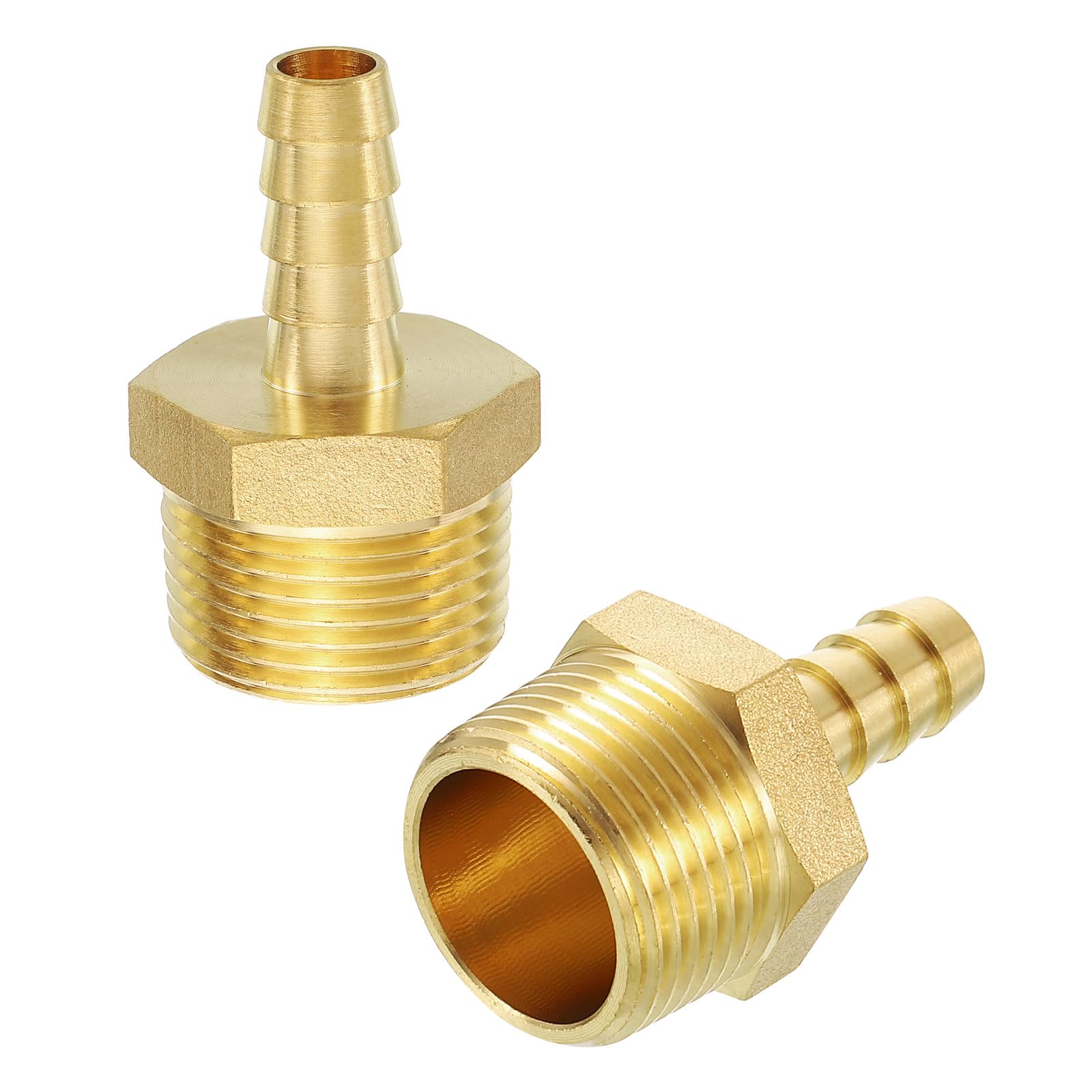Rebower 25 Pack Brass Hose Barb to NPT Male Adapter, 3/8" Barb x 3/4" NPT Male for Industrial, Automotive, Fluid Transfer, Home Gardening, and Water Treatment