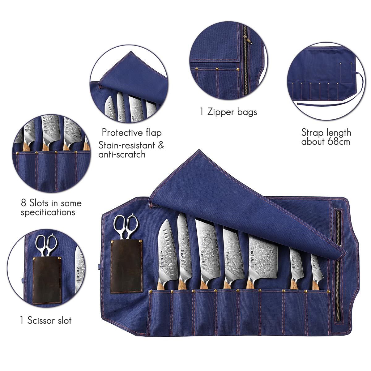 HEZHEN Juegos de Cuchillos de Cocina, Set Cuchillo de Cocina Profesional con Chef Bolsa para Cuchillos