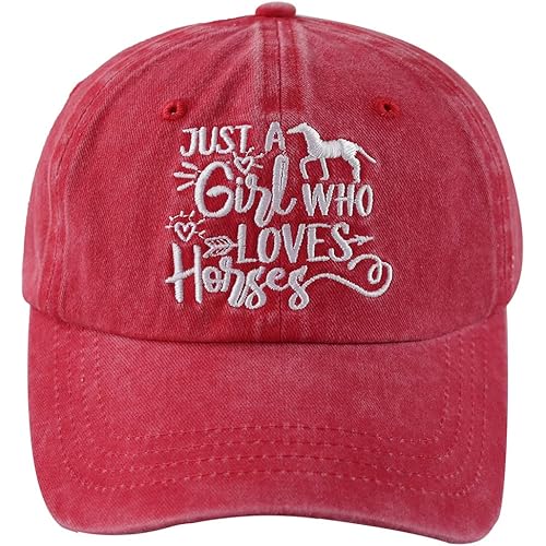 Just Girl Who Loves Horse Hat, Adjustable Washed Cotton Baseball Cap for Women