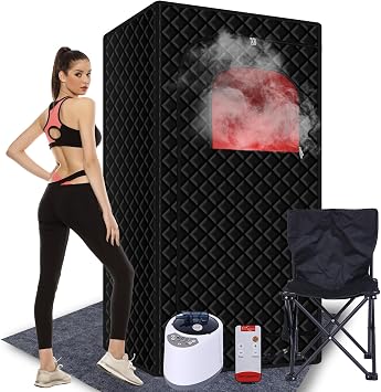 Portable Sauna Box for Home - Steam Sauna Tent for Relaxation - Indoor Personal Sauna for Health Benefits and Ease Muscle Tension, with Steamer, Folding Chair Sauna-Q 01
