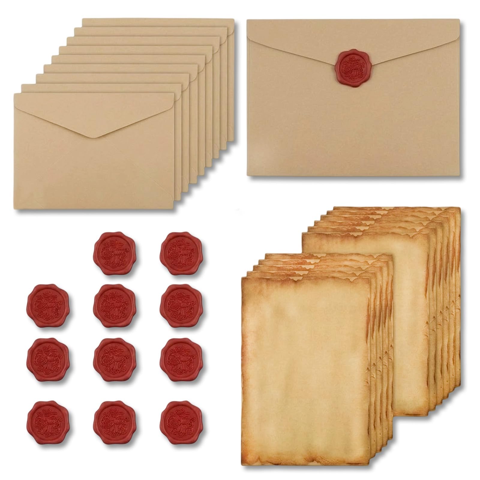 SXKJGQ 40 Pack Vintage Paper, Letter Paper and Envelopes Sets, Suitable for Occasions Such As Weddings, Birthdays, and Christmas