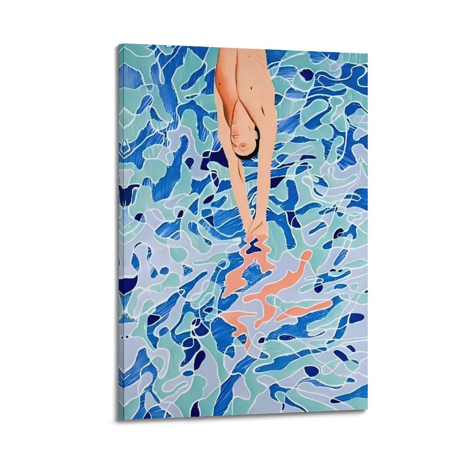 JoenTdrn David Hockney Vintage Abstract Aesthetic Canvas Wall Art Print Home Decor for Bedroom Living Room12x18inch(30x45cm) Frame-style