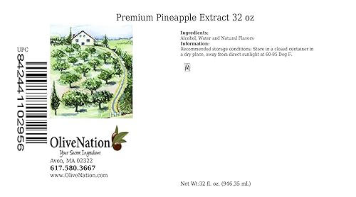 Vista 4 de OliveNation Extracto de piña prémium de sabores naturales para hornear, glaseado, bebidas, helado, sin OMG, sin gluten, kosher, vegano, 8 onzas