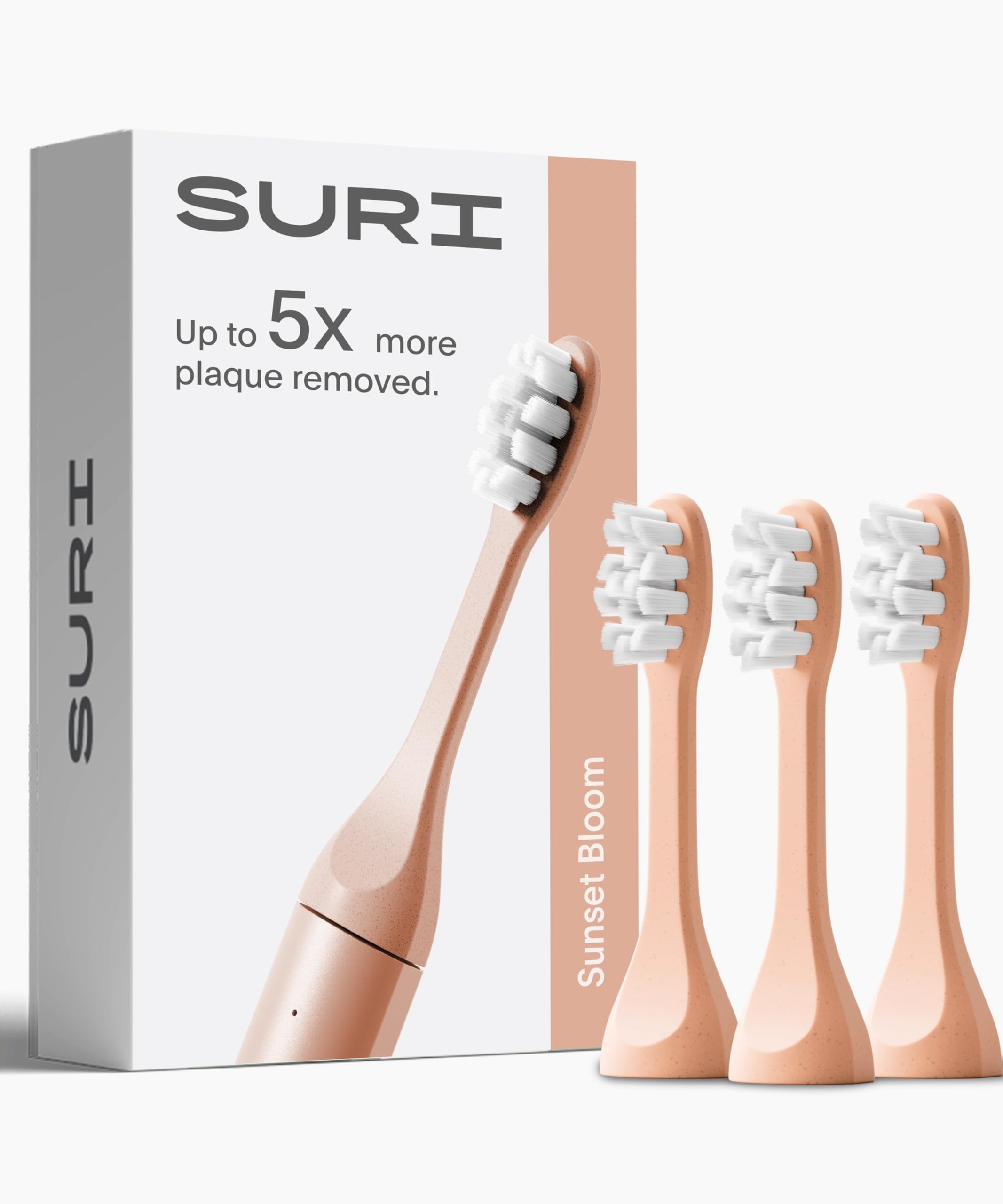 SURI Recyclable Electric Toothbrush Heads | Core & Pro Compatible | Long Lasting Replacement Heads | Pack of 3 | Sunset Bloom