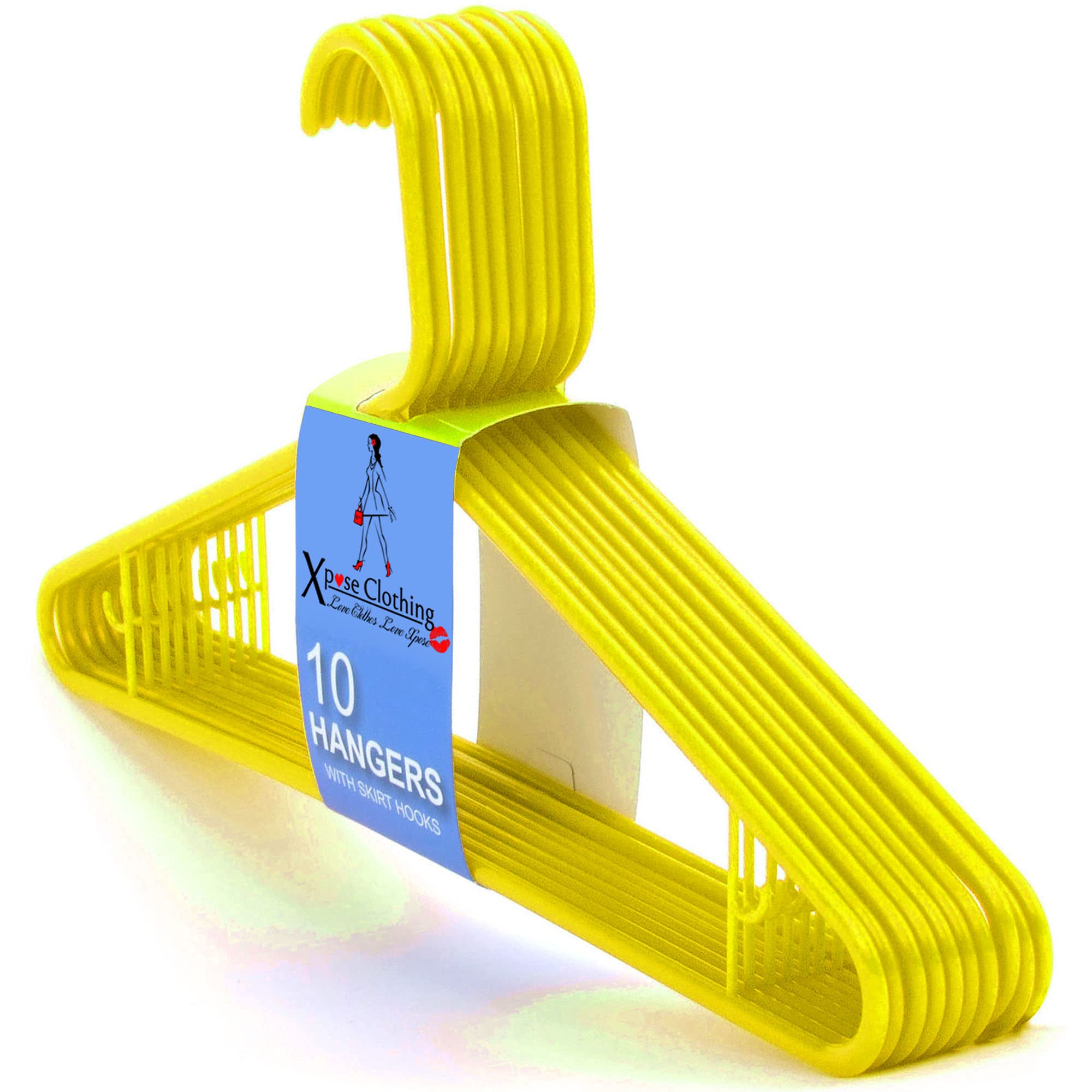 Want Clothing Adult Heavy Duty Colour Plastic Coat Hangers Strong Clothes Hanger for Suit Trousers Bar Coat Jackets Shirts Dresses Skirts Hooks, Space Saving, 42 cm (30, Yellow)