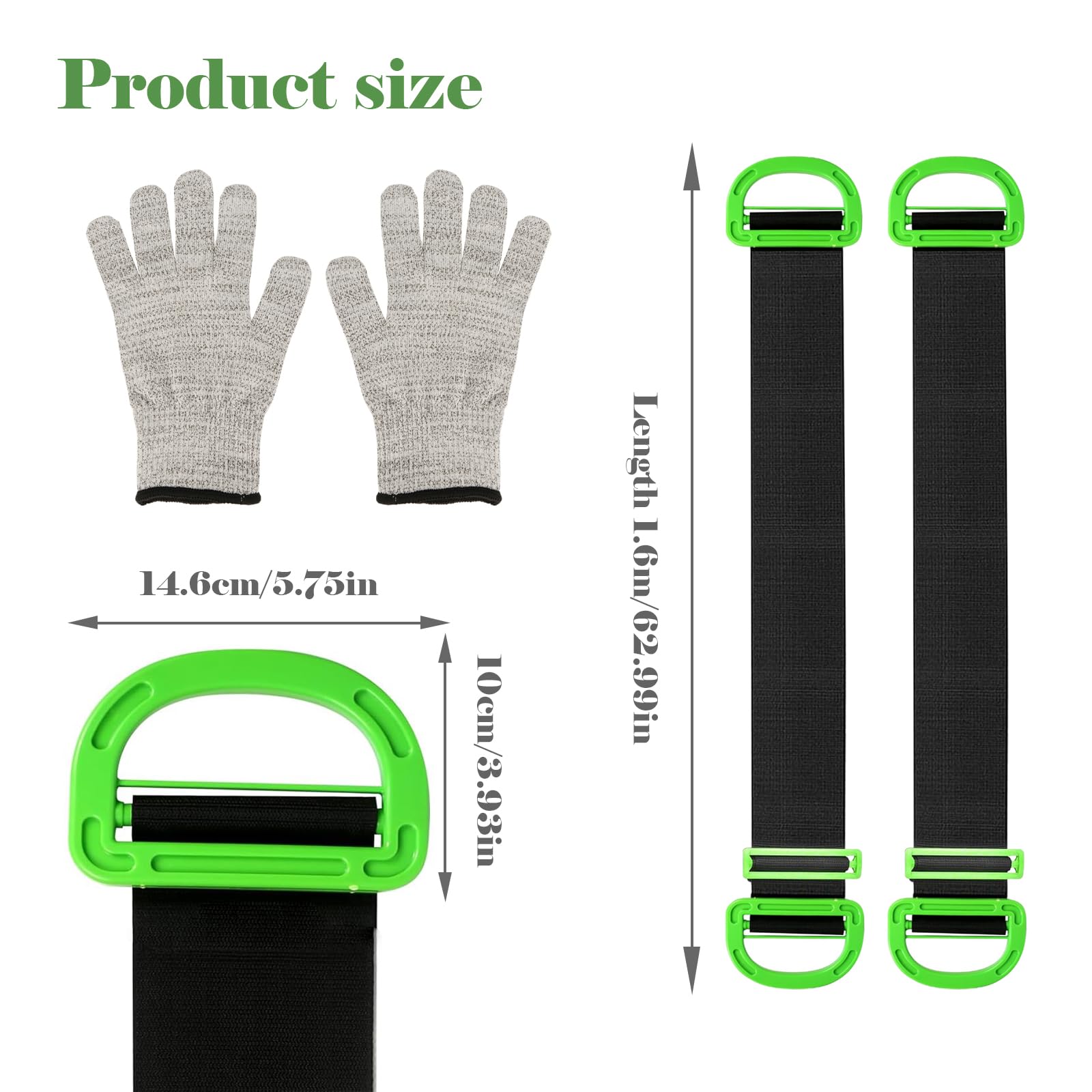 2 Piezas Correas para Mover, Correas de Elevación Ajustables, con 1 Pares de Guantes, 600 Libras Objetos Pesados, Correas de Transporte para Mudanza para Mover Muebles, Electrodomésticos