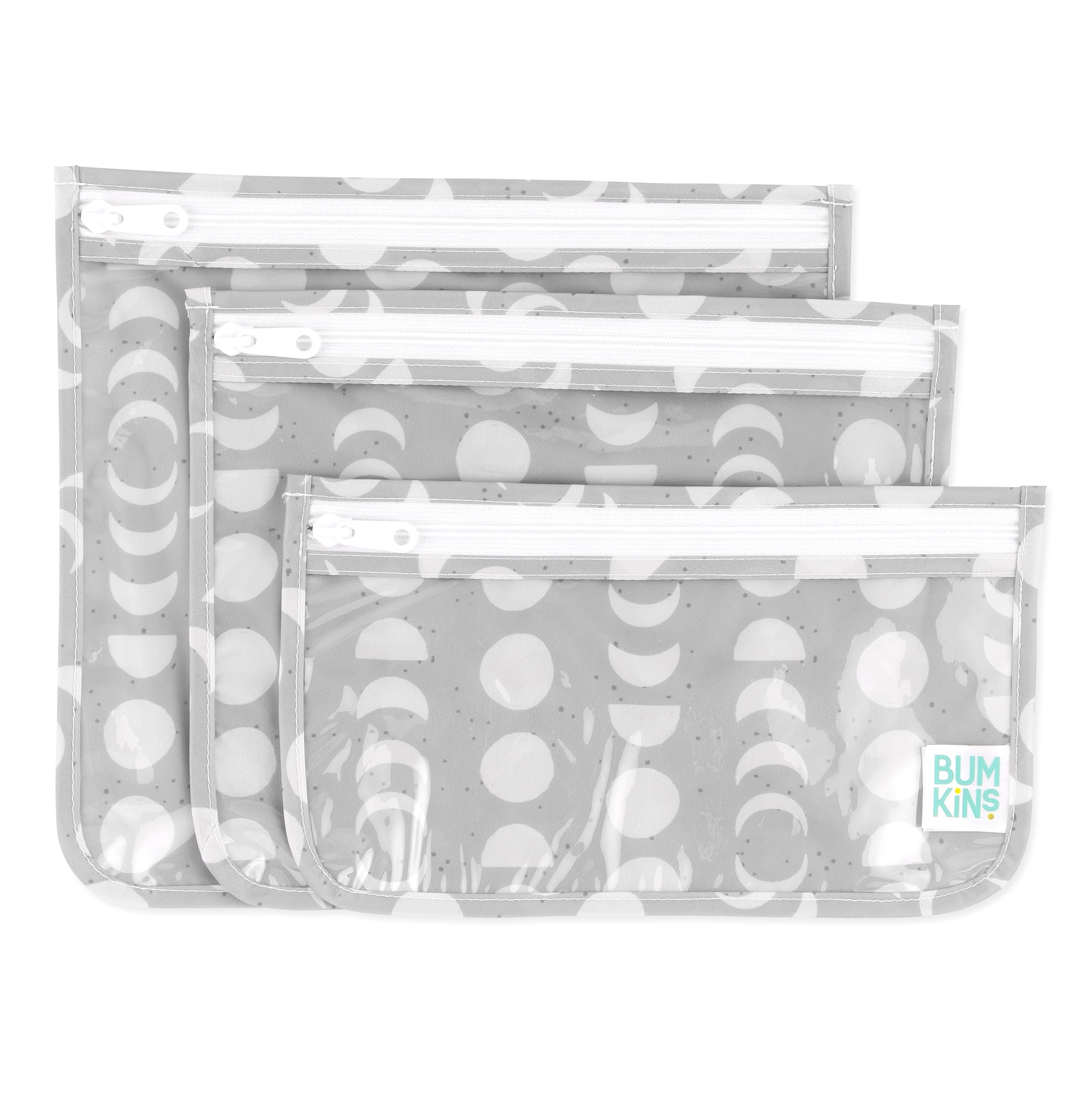 Bumkins Travel Bag, Toiletry, TSA Approved Packing Pouch, Zip Bag, Quart Size Airline Compliant, Clear-Sided, Set of 3 Sizes