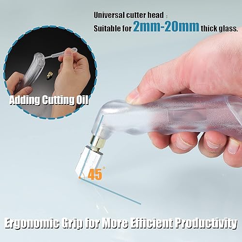 Miniatura 6 de NewShark Cortador de vidrio con empuñadura de pistola (0.079-0.787 pulgadas), agarre ergonómico, herramientas de corte de vidrio de carburo de