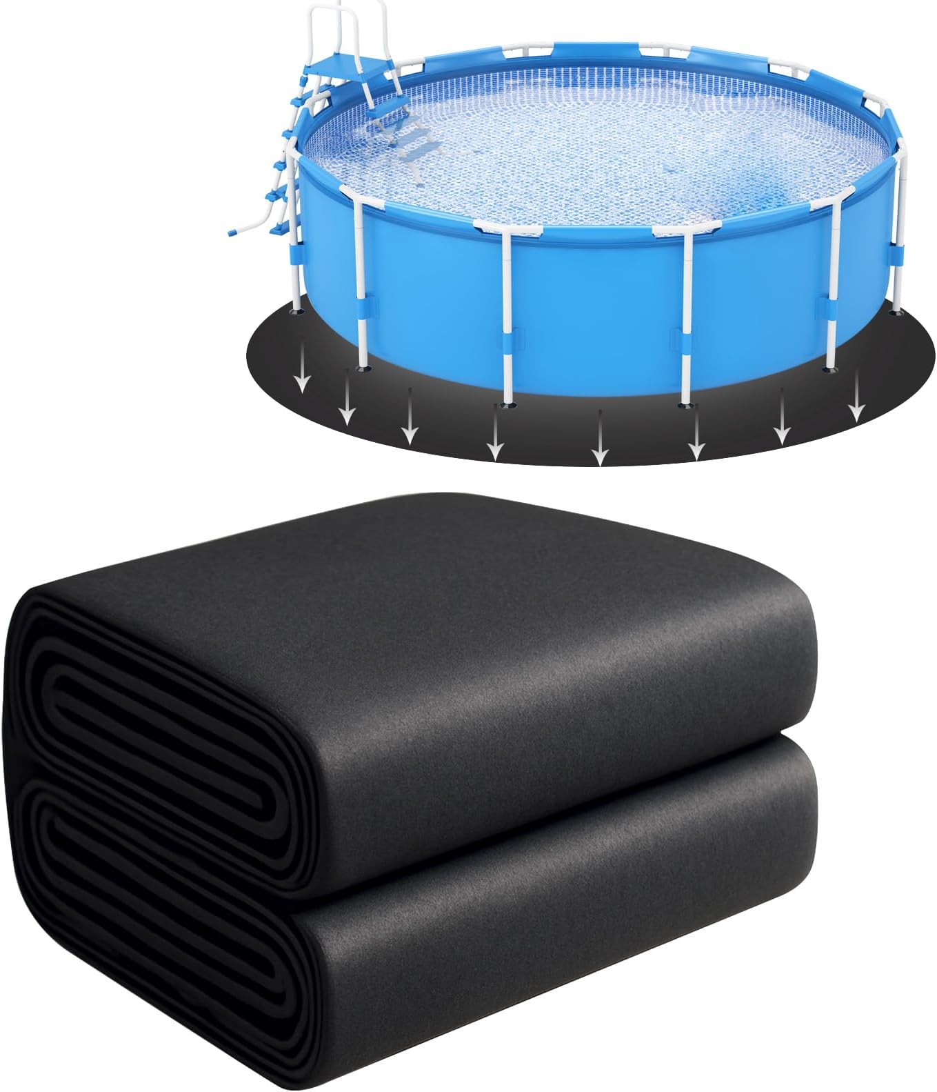 10' Round Pool Liner Pad for Above Ground Pool, Pool Padding Underlayment for Pool Bottom, Seamless Swimming Pool Ground Cloth, Extend Liner Life