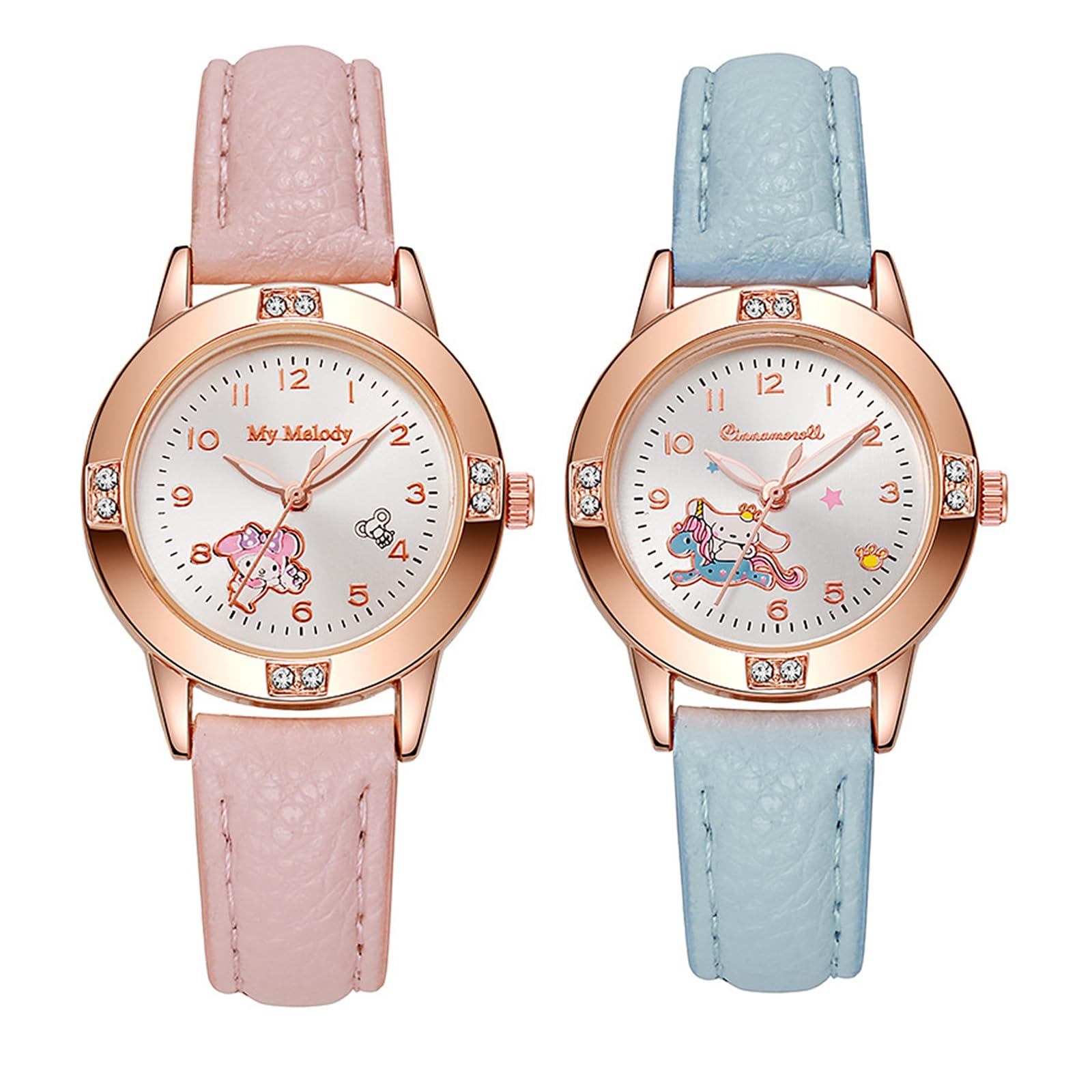 2 Packs Kids Watches for Girls, Toddler Watches Cute Cartoon Children Wrist Watch Easy Read Time Teacher Waterproof Watch