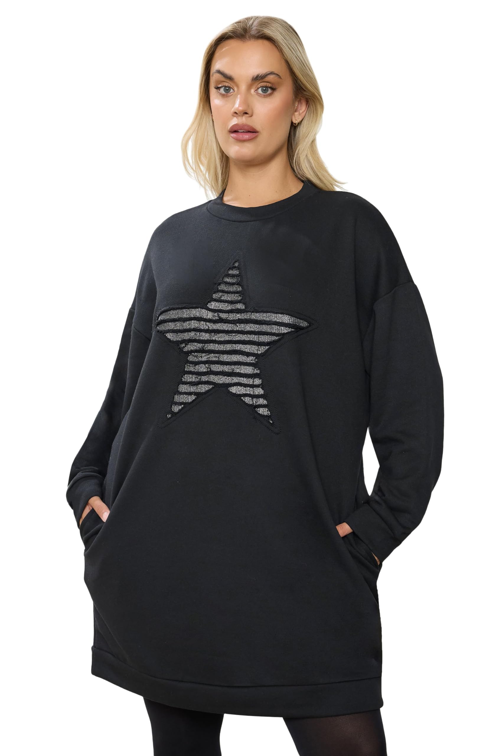 Yours Women's Black Sweatshirt Dress In | Size: 20