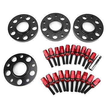 Staggered Wheel Spacers Kit, High Hardness Wheel Spacers Durable M12x1.5 6061-T6 Aluminum for 1 3 5 6 7 Seri E82 E30 E36 E60 for Car Modification(red)