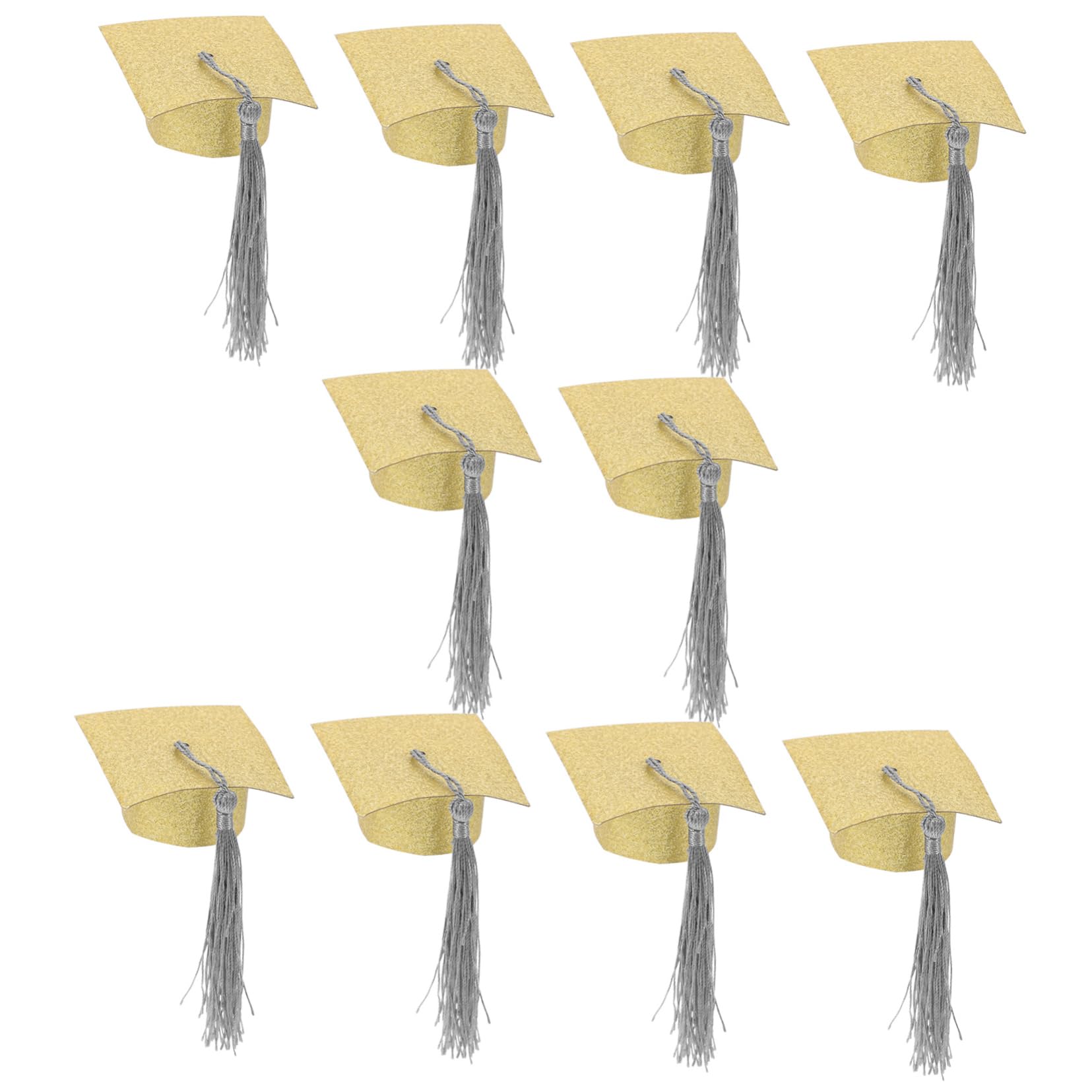 IMIKEYA 10pcs Graduation Goblet Lid Mini Graduation Caps Wine Glasses Wine Cup Decor Wine Goblet Decorations Funny Goblet Cover Graduation Cap Decorations DIY Crafts Golden Polyester