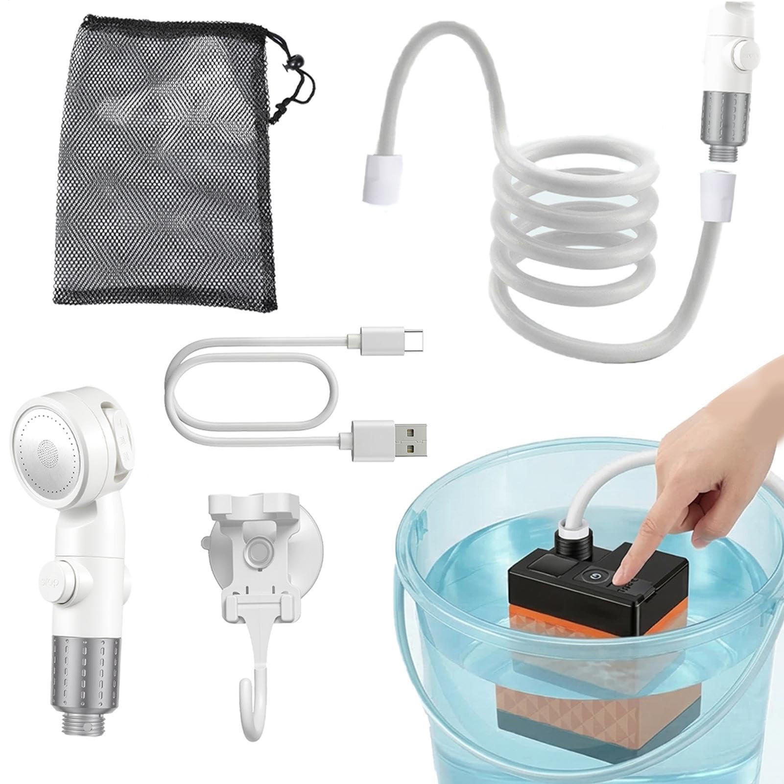 Genérico Ducha Portátil Camping Pantalla LED Recargable e Impermeable