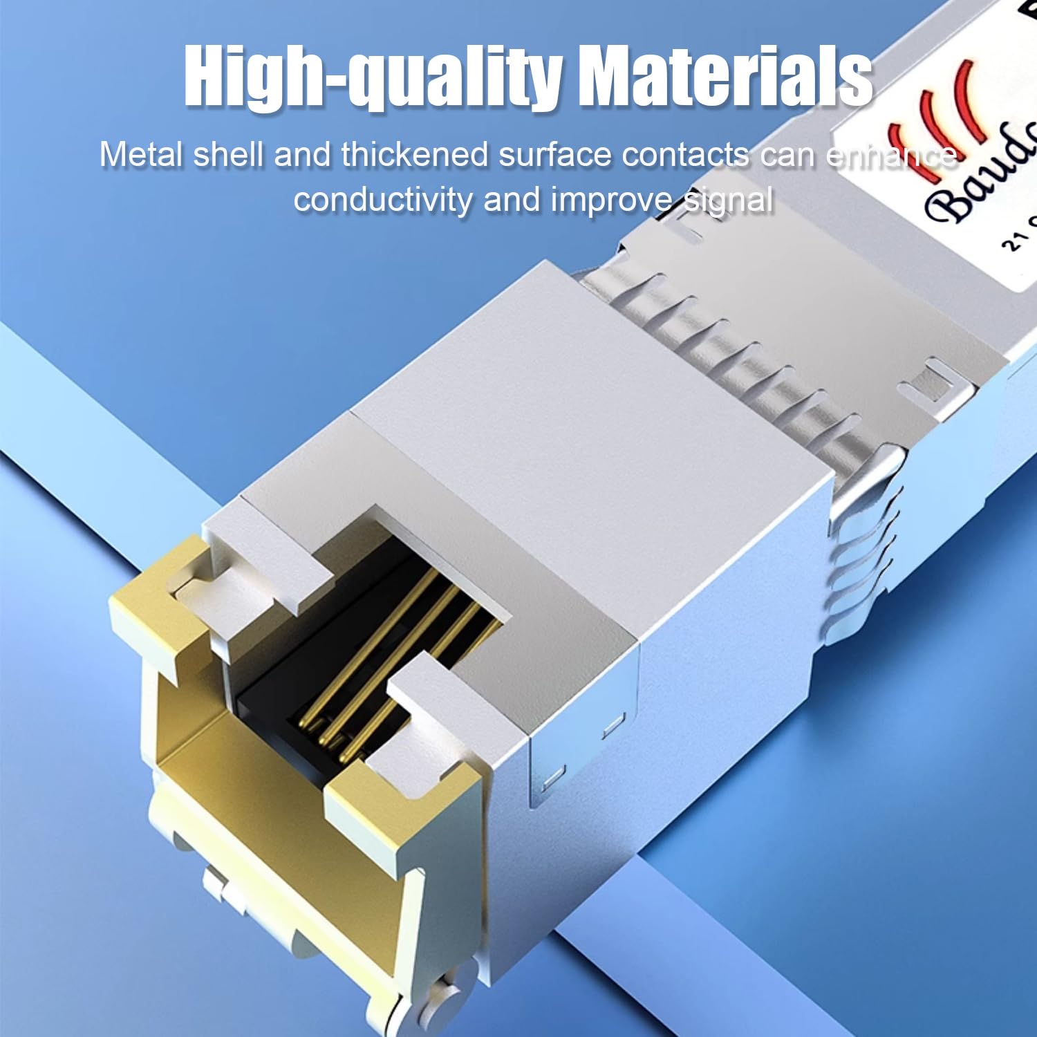 Module cuivre BAUDCOM SFP vers RJ45 10G de 30 mètres, émetteur-récepteur SFP+ 10GBase-T compatible avec Cisco SFP-10G-T-S, Ubiquiti UniFi UF-RJ45-10G, Netgear, Mikrotik S+RJ10, TP-Link et D-Link. (X2)