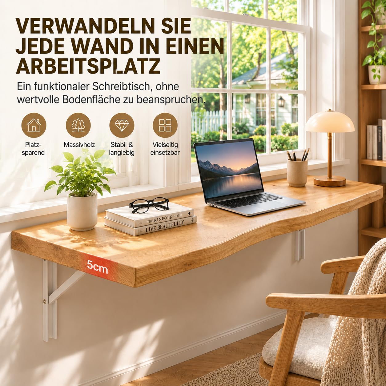 Wandklapptisch Massivholz für Küche und Homeoffice Platzsparend
