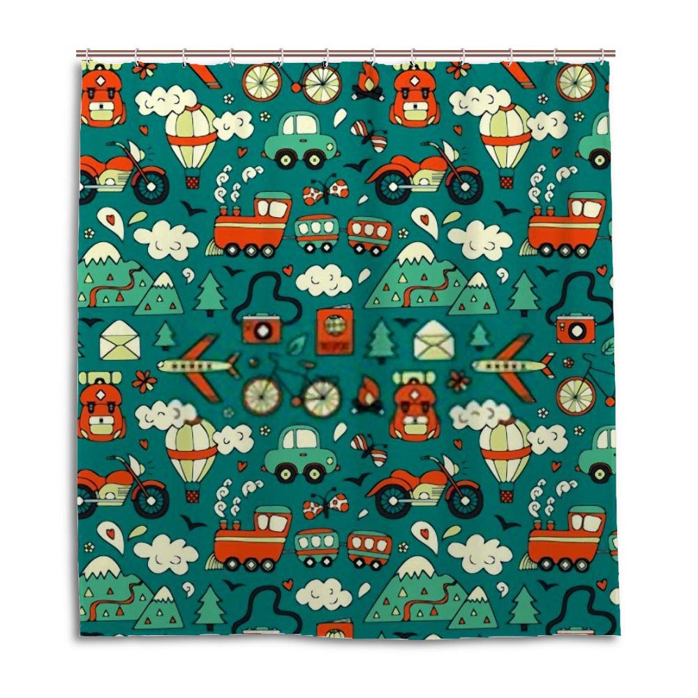 Rideau de douche en polyester imperméable 66x72 inch et ses crochets en C
