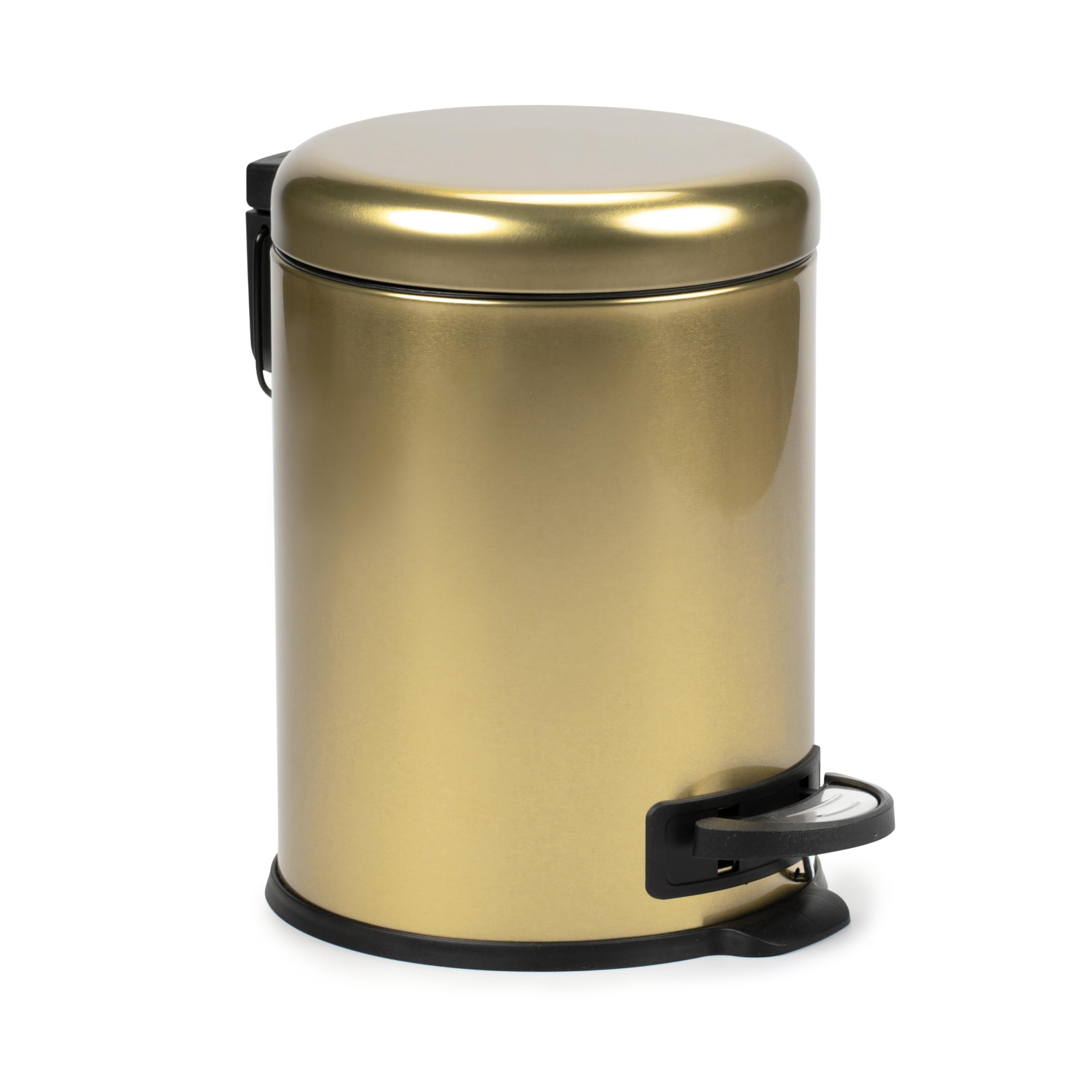 TATAY Bathroom Bin with Pedal 5L | Sophisticated and Compact Look | Soft Close Lid | Practical Removable Bucket | Made from Highly Resistant Materials – Gold Toilet Bin