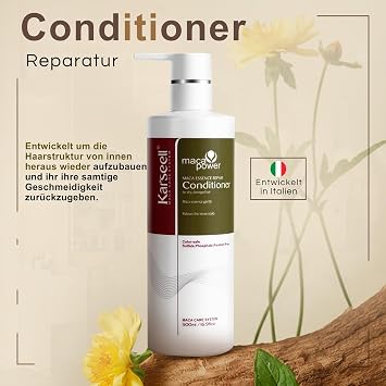 Karseell MACA CARE SYSTEM Shampoo und Conditioner ohne Sulfate Reparaturpflege Feuchtigkeit Trockenes Geschädigtes Gefärbtes Haar Argan Maca Kollagen Glanz Weichheit Anti‑Frizz Alle Haartypen 2x500ml
