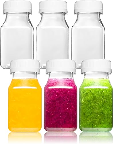 Norcalway Botellas pequeñas de plástico de 4 onzas con tapas negras para líquidos, tapas de chupito de jengibre, aptas para el congelador de jugo de