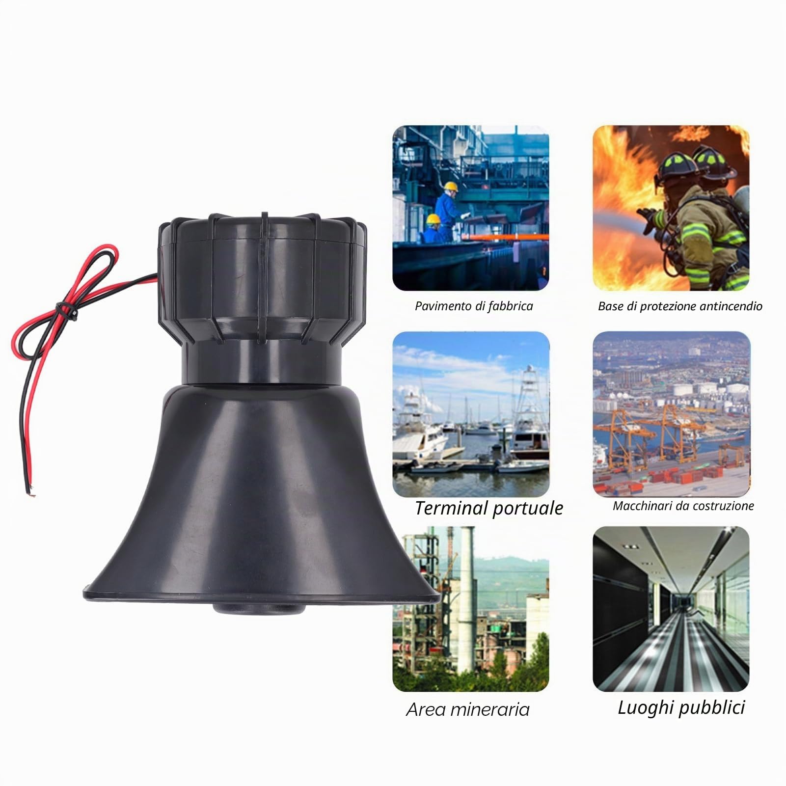 Sirena di Allarme 130DB Altoparlante Allarme di Sicurezza Allarme Ad Alta Potenza 60W Corno di Avvertimento Altoparlante Avvertimento Sirena di Emergenzadi Allarme Antifurto