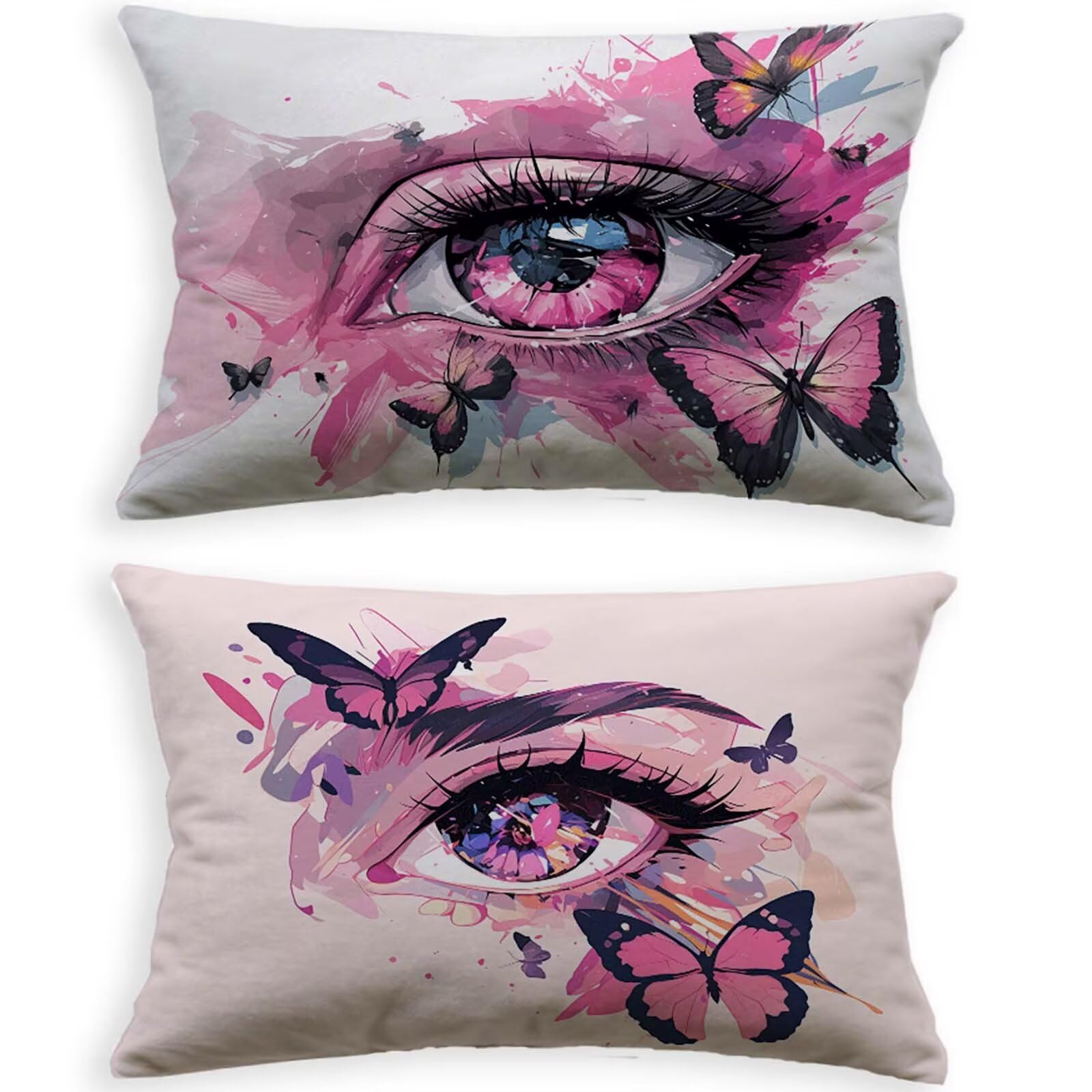 Housses de coussin de jardin blanc 80x100 cm en lin premium résistant aux intempéries L-P79