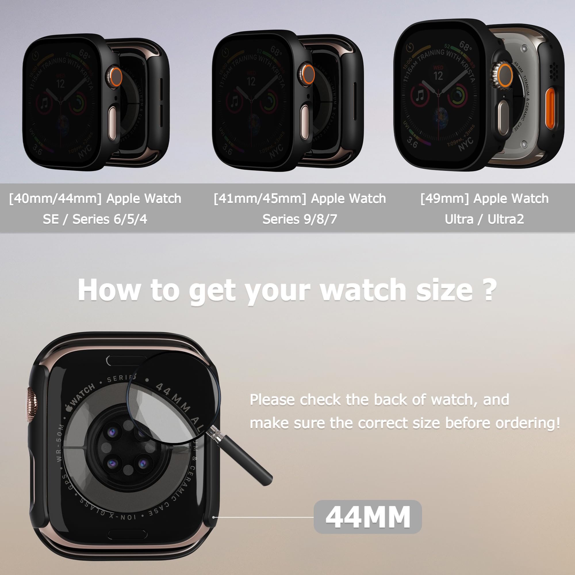 LINTEKER 2 Pack for Apple Watch 44mm Case with Privacy Screen Protector - Image 3