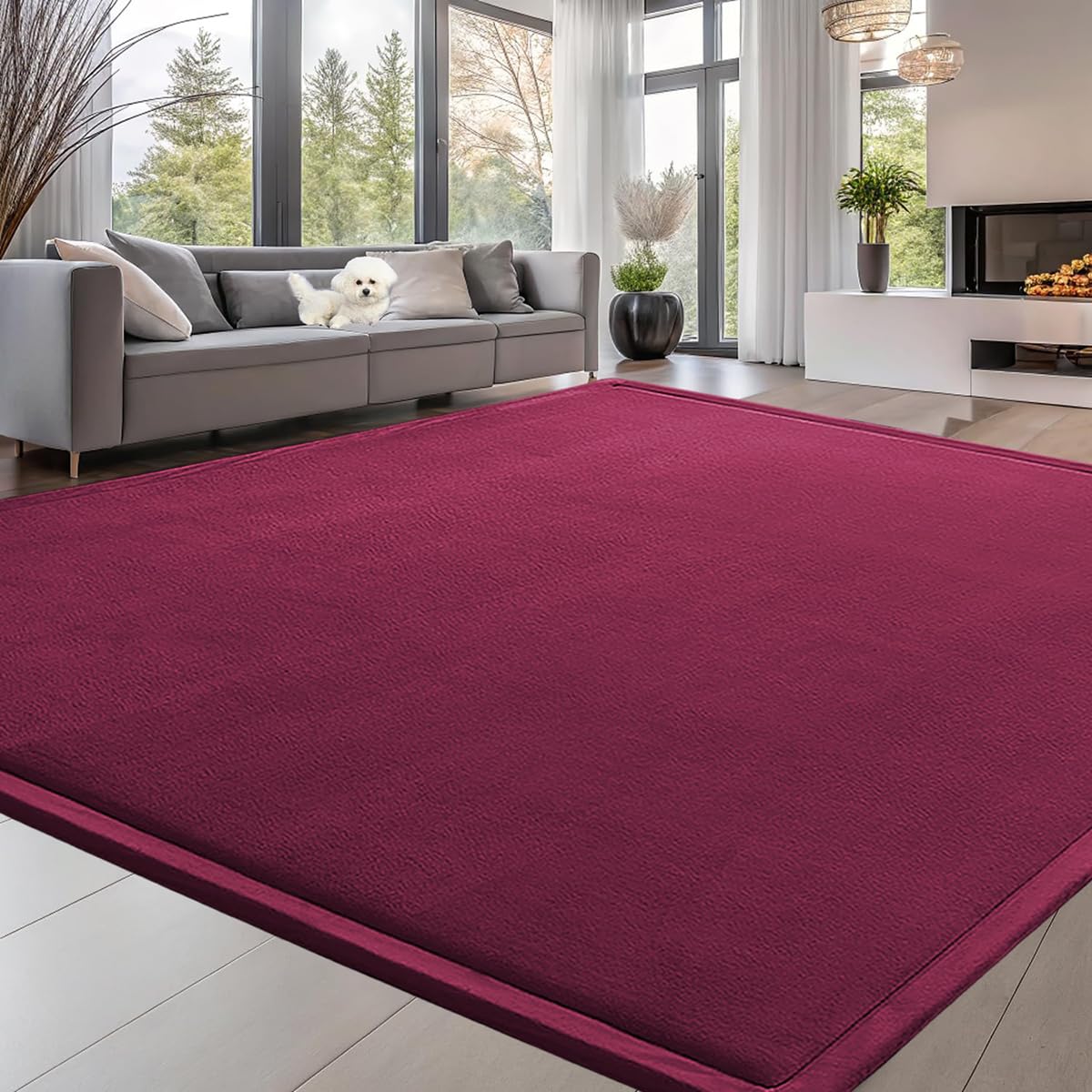 Grand tatami en mousse rouge 120x200 cm pour le yoga et le jeu en famille