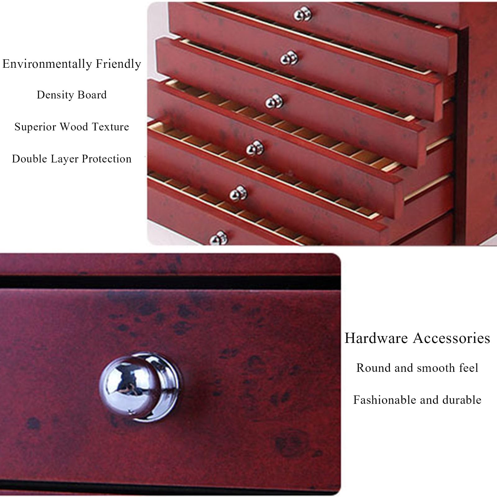 Stiftebox aus Holz mit 7 Schichten und 78 Fächern, mit Schublade und Glasfenster – perfekte Stiftsammelbox für Männer, Väter, Freunde und Ehemänner