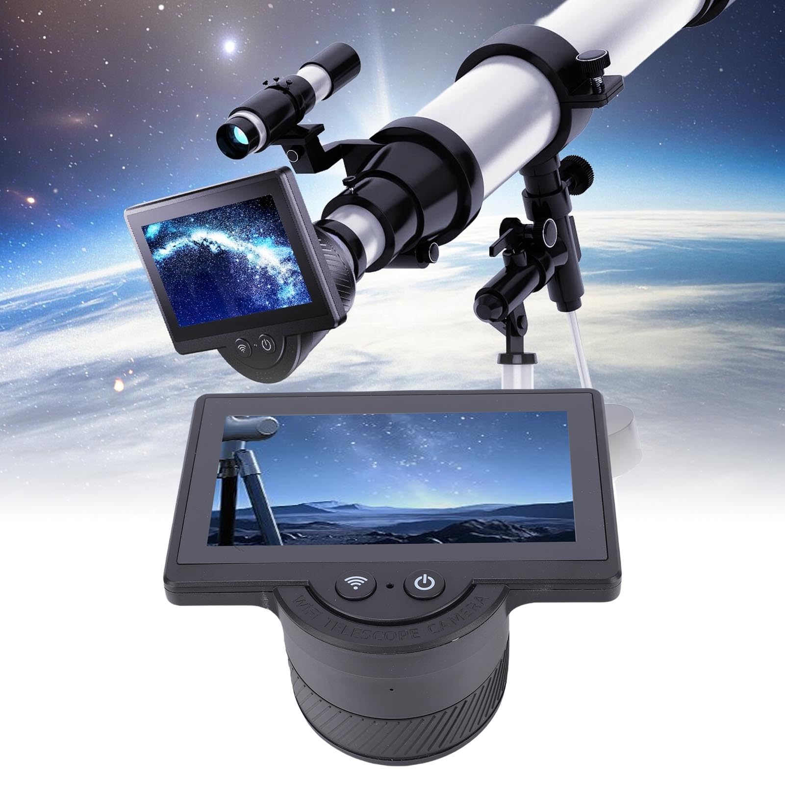 Bewinner Caméra D'oculaire électronique WiFi avec écran de 4,3 Pouces pour L'observation et L'enregistrement de Télescope Numérique, Convient aux Télescopes 26mm-47mm Jumelles Microscopes